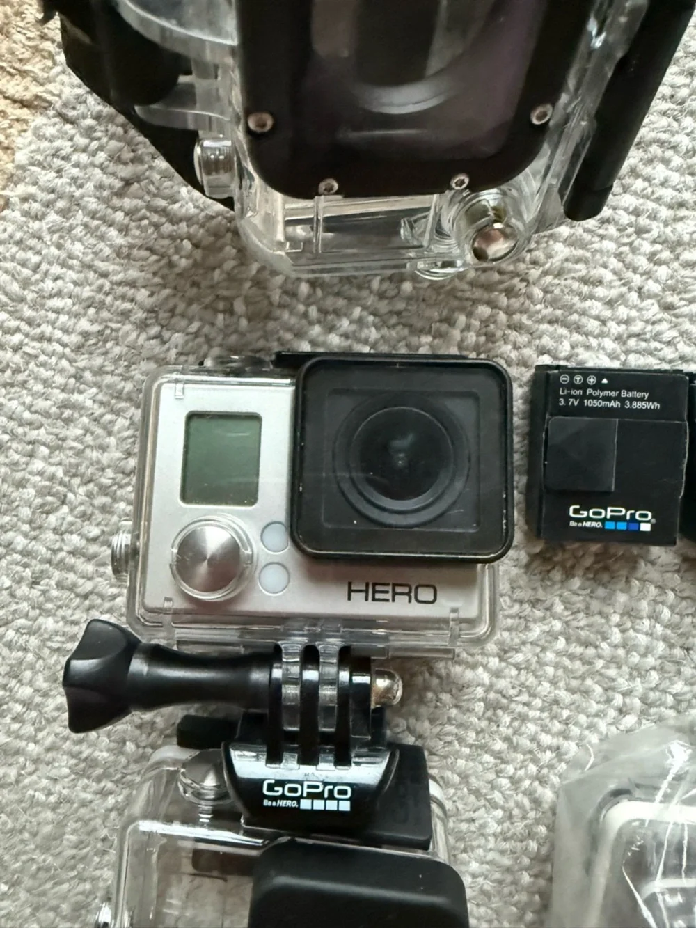 GoPro HERO 3 Silver, accessories, wrist housing, selfie stick